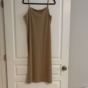 H&M Slip Midi Dress in Taupe Brown